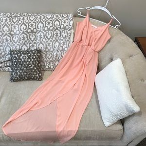 LUSH (Nordstrom) Tulip hem maxi dress in blush XS